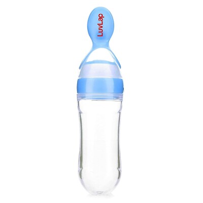 LuvLap Silicone Easy Squeezy Baby Food Feeder, 4M+, 90ml, (Blue