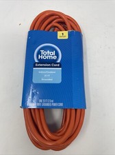 Extension Cord 25ft Indoor Outdoor Grounded Orange Vinyl Total Home 1 Outlet New