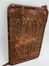 Vintage / Antique Original KEY STOP Embossed Hanging Tag Sign - 4" x 6"