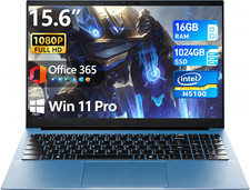 SGIN 15,6 Zoll Laptop 16GB RAM 1TB SSD Intel N5100 Office Win 11 Pro FHD RJ45