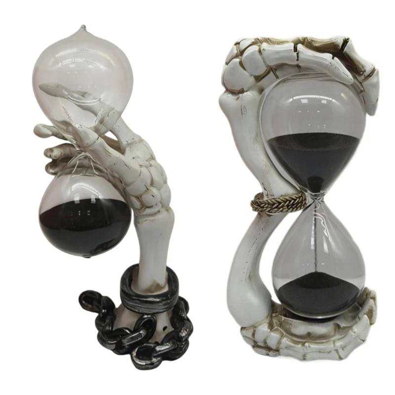 Skeletons Hand Hour Glass Sand Timer Statues Decorative Sculpture Ornament