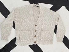 Jenni Kayne XS Overiszed Heather Oatmeal Cardigan Sweater Womens Excellent Cond