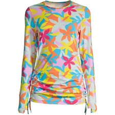 New Lands' End Adjustable Swim Tunic 523851 Turquoise Multi Graphic Floral