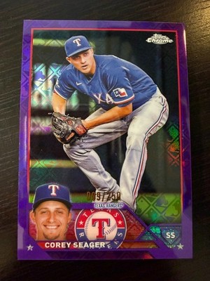 COREY SEAGER 2023 TOPPS CHROME LOGOFRACTOR #45 PURPLE REFRACTOR /250