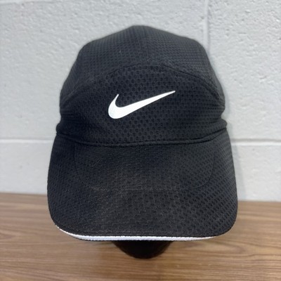 Vintage Nike Hat Mens Strapback Black Dri-Fit 5 Panel Mesh Tailwind Running Y2K!