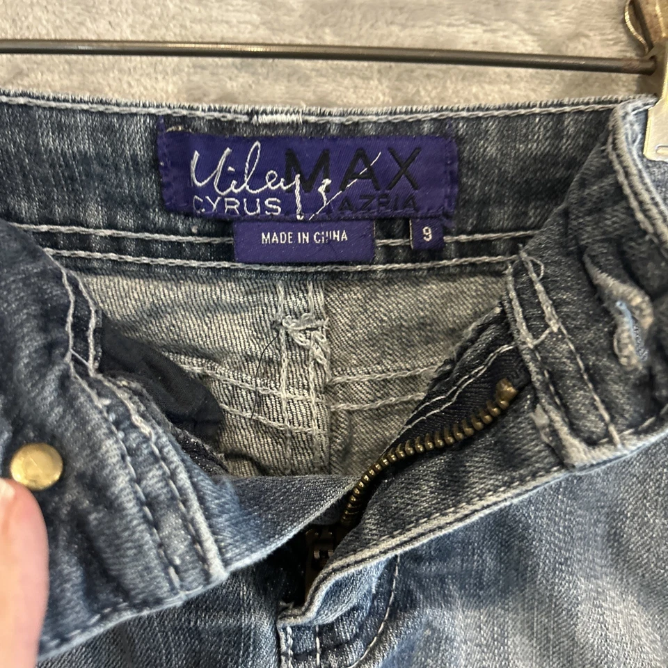 Miley Cyrus 牛仔短裤青少年 9 蓝色牛仔裤低腰女式破旧 — 第 4/4 张图片