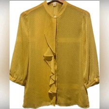 Banana Republic Romantic Sheer Button Ruffle Polkadot Career Top Women S EUC