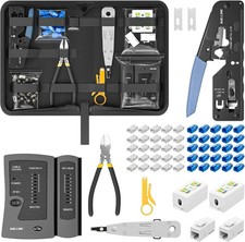 RJ45 Crimping Tool Set - Pass Through RJ45 Crimper Kit with Network Cable Tester