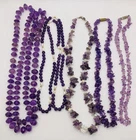 5 Vtg Costume Jewelry Lot  Amethyst Chips Stones Beads 1 With Freshwater Pearls