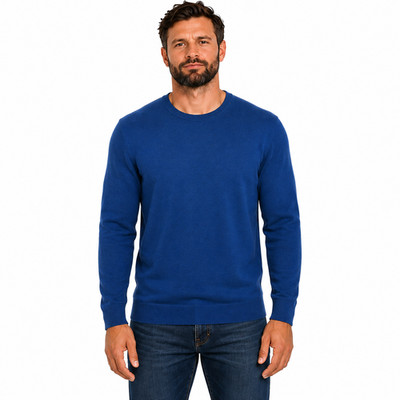 Uniqlo Wollpullover Herren Small Blau Rundhals Pullover Preppy Minimalistisch Normcore