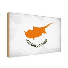 Holzschild 12x18 cm Zypern Cyprus Vintage Flagge Fahne Wappen Deko Geschenk Holz