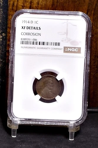 1914-D Lincoln Wheat Cent - NGC XF Details, Corrosion (#60035-L)
