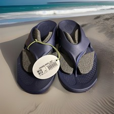 OOFOS Navy Slide Sandals with WHITE Logo Size Male. US 10, Women's US 12, EU 43