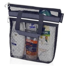 Mesh Shower Bag 10.2x9.9'' Quick-Dry Caddy with Zipper 2 Small Black