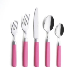 ANNOVA Stainless Steel Flatware/Cutlery Set - Color Handles - 20 Pieces, Pink 