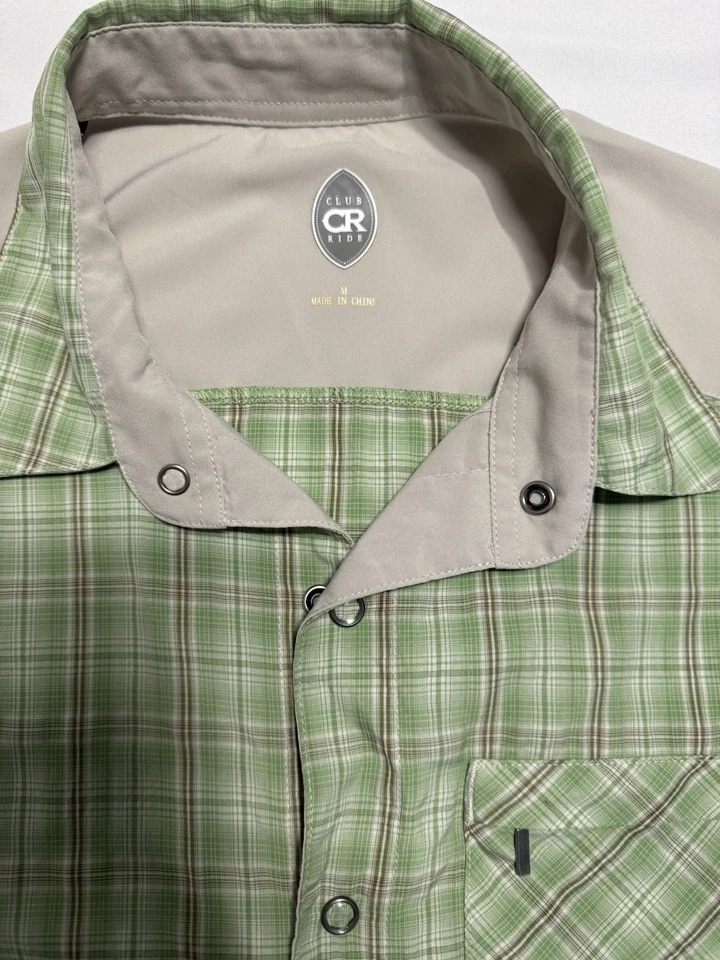 Camisa de ciclismo Club Ride para hombre malla abotonada verde talla mediana Foto 3 de 4