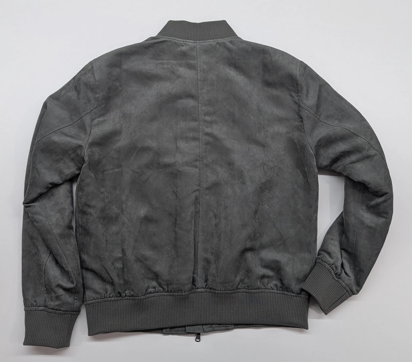 Banana Republic Mens Vegan Faux Suede Bomber Jacket Charcoal Gray Medium - product detail image 8