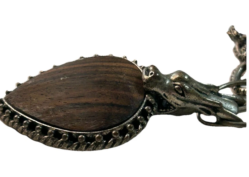 Lucky Brand 28” Dragon Heart Pendant Necklace Reversible Wood & Script Toggle  - Image 4 of 4