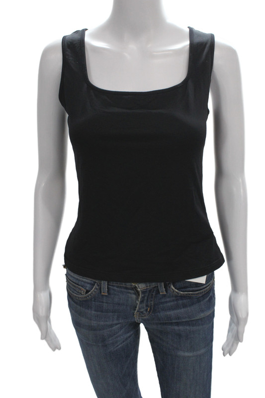 Anne Fontaine Women Black Square Neck Jersey Tank Size 42