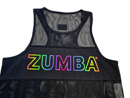 Zumba Wear Women's Funscape Mesh Tank Top Bold BLACK Size MEDIUM NWT - Picture 2 of 8