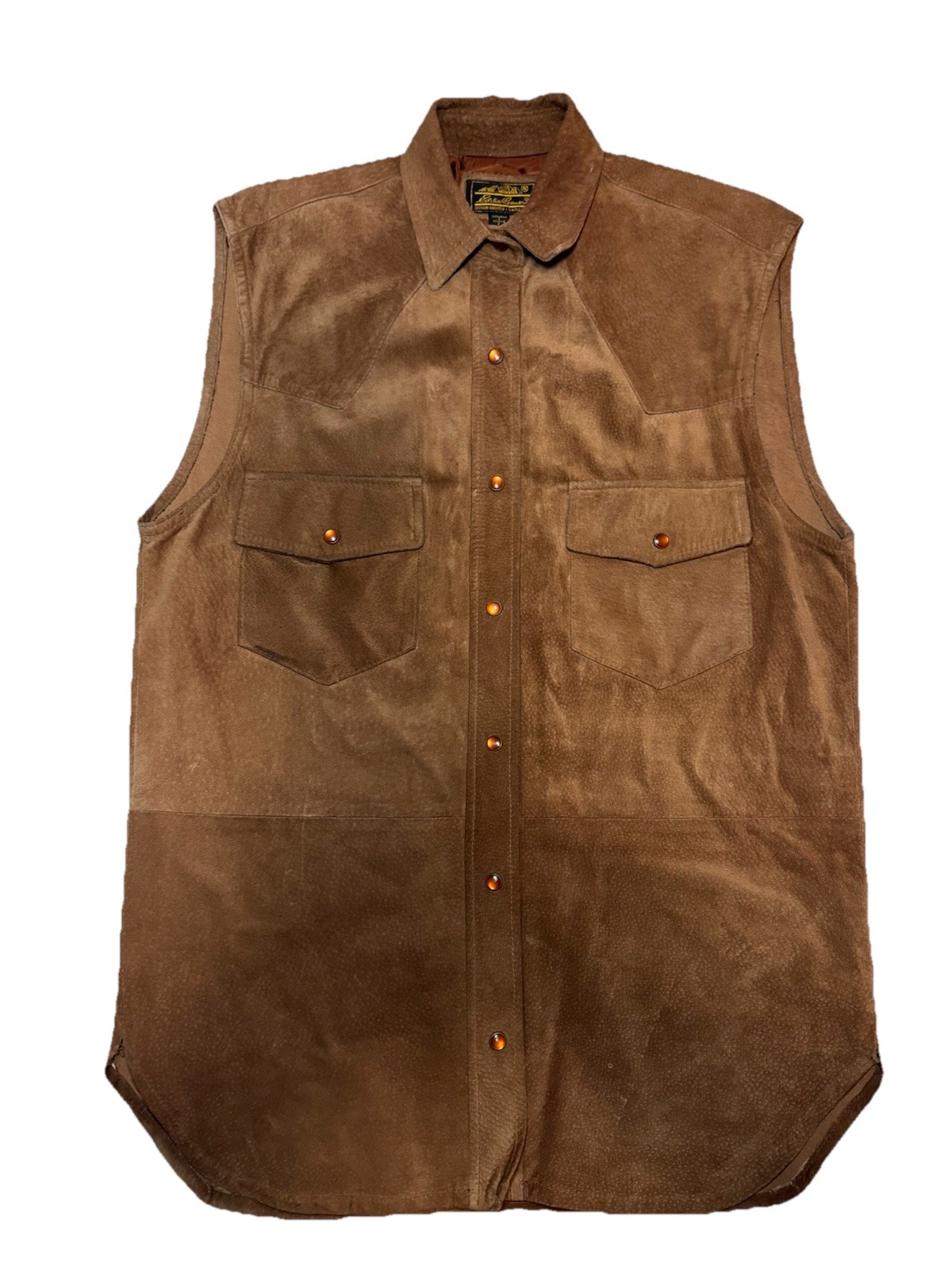 Eddie Bauer Vtg Womens Sz Small S 100% Leather Suede Brown Vest Western Country
