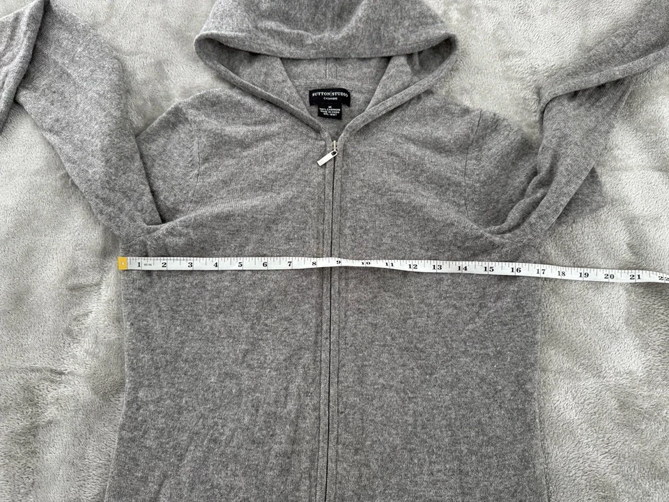 Suéter con Capucha Sutton Studio 100% Cachemira Cremallera Completa Para Mujer’s M Gris Foto 3 de 4
