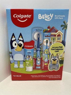 Colgate Bluey Brushtastic 3pc Gift Pack W/Electric Toothbrush Exp 6/27 SEALED