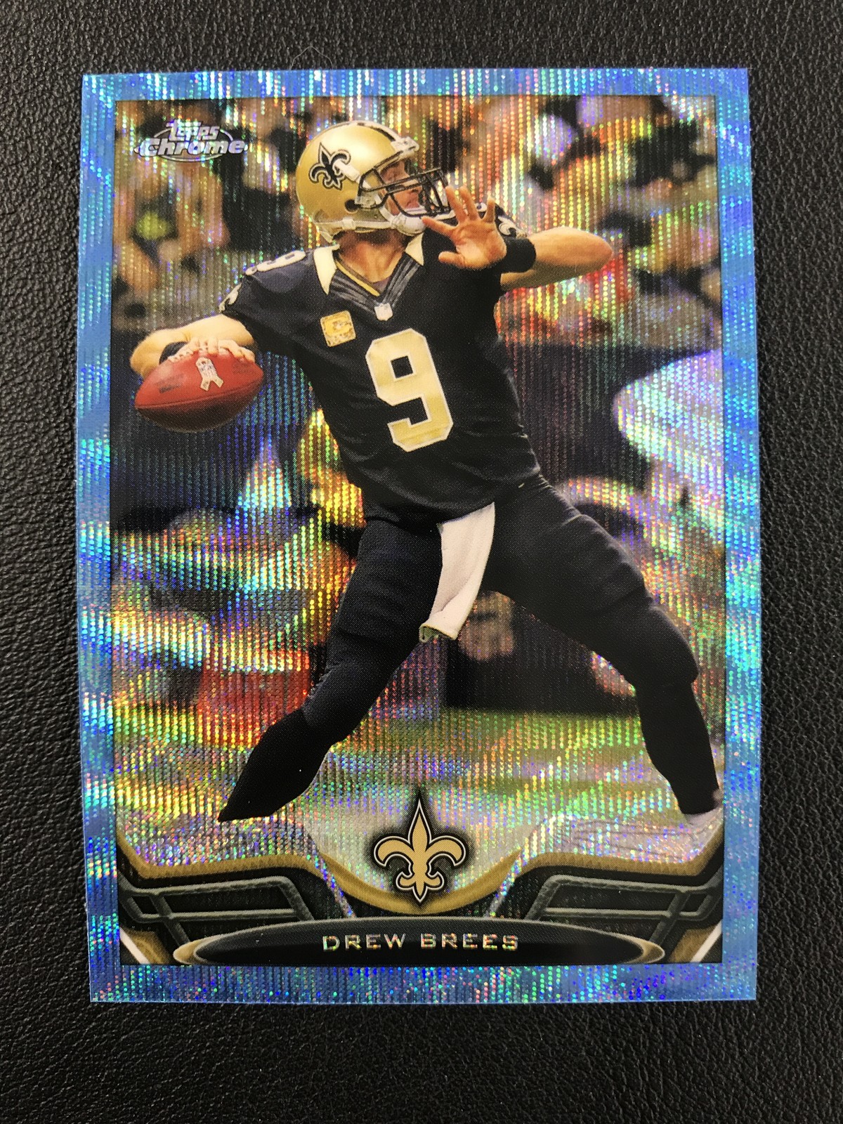 2013 Topps Chrome #25 Drew Brees Blue Wave Refractors New Orleans Saints