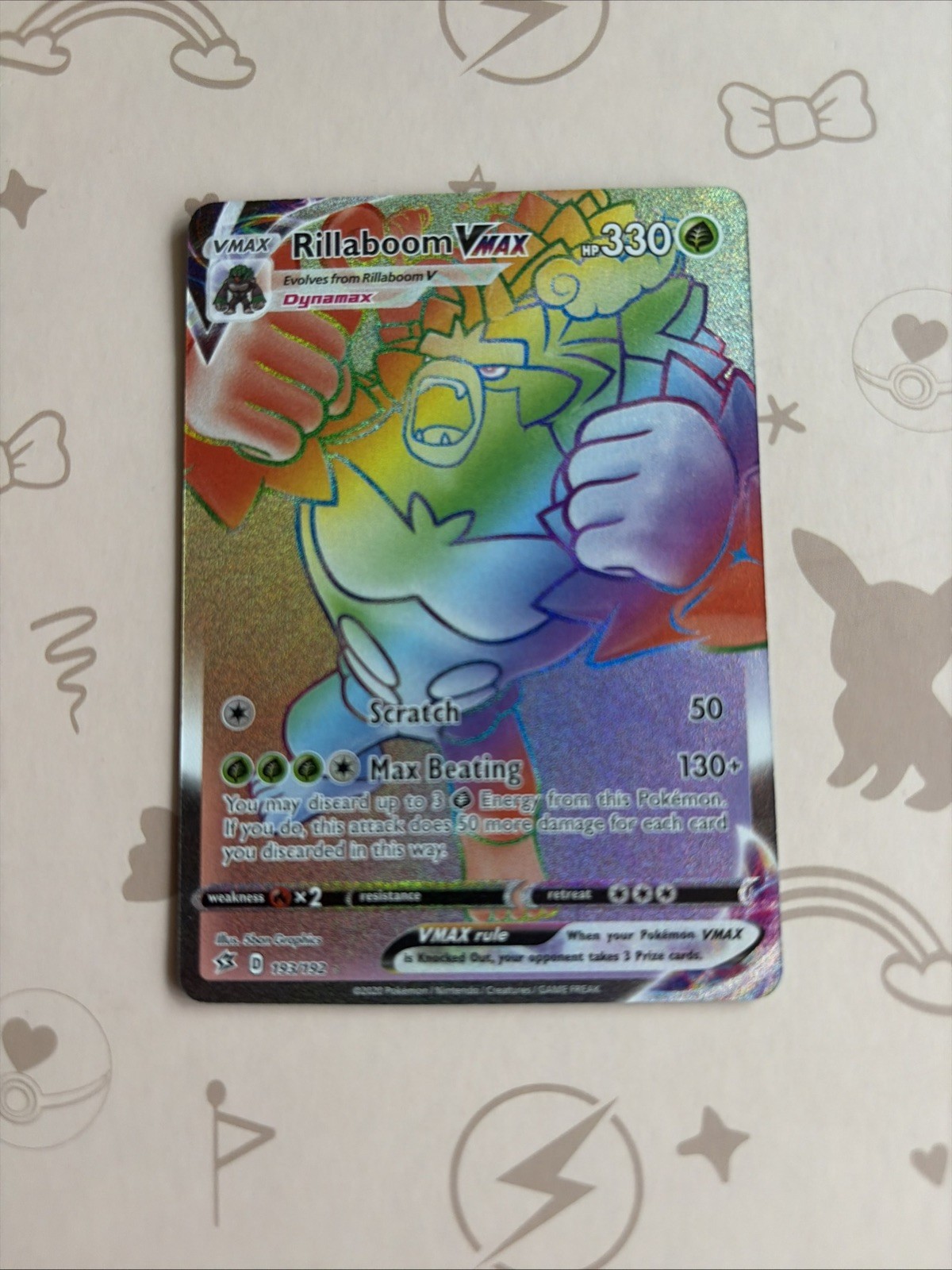 Rillaboom VMAX 193/192 Rebel Clash Rainbow Rare NM/M English Pokémon TCG Card