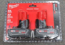 New Milwaukee M12 48-11-2412 12 Volt 3.0 AH XC Red Lithium Batteries 2 Pack NIB