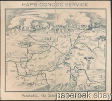  ca1930 Hap's Conoco Gas Station Pocatello, Idaho Folding Advertising Card