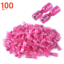 100pcs Female Spade Terminals 6.3mm Gauge 22-16AWG Heat Shrink Wire Connectors