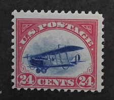 US Scott C3 24c Biplane Airmail Jenny Stamp Unused Mint MNH OG Cat $130 T17759