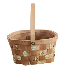 Easter Basket Painted Chicks And Eggs With Handle Cottagecore