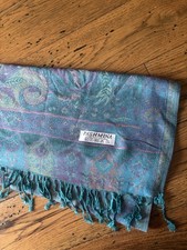 100 Pashmina Teal and Purple Paisley Fringe Scarf Shawl Wrap