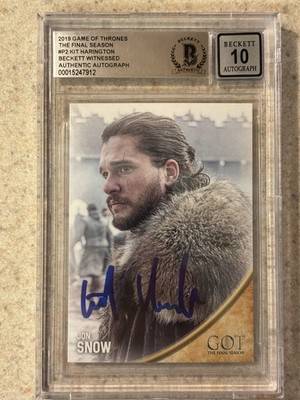 2019 Game of Thrones The Final Season Kit Harington Beckett Auto 10
