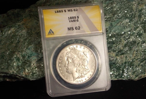 1889-P  MORGAN DOLLAR   *BRIGHT WHITE*   MS62    VAM-6   *CLASHED DIE*  SCARCE!