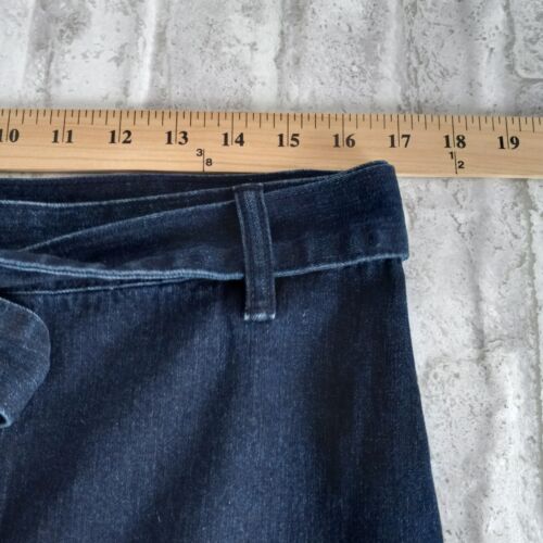 Falda midi J Crew Denim Mujer 31 abertura frontal lavado oscuro cinturón festival boho - Imagen 6 de 8
