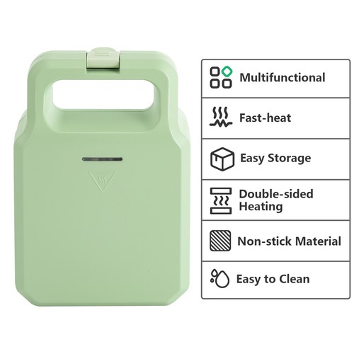 650W Electric Quad Sandwich Toaster Toastie Maker Non Stick Plates Light Green - Picture 3 of 14
