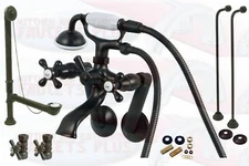 Oil Rubbed Bronze Clawfoot Tub Faucet Drain Supplies Stops Package Kit