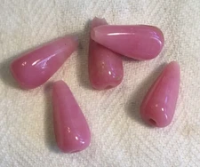 Vintage Japanese opaque pink 3-sided cone glass tapered beads 21 MM - 8 PCS