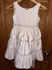 White Dress 6x New Flower Girl Wedding First Communion Ruffle Gathered Beaded