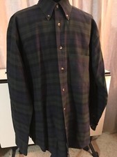 Men  s Nautica 100 cotton button long sleeve shirt size Large dark green plaid