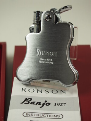 Ronson Banjo Lighter Stylish Design Chrome Satin Silver Original 