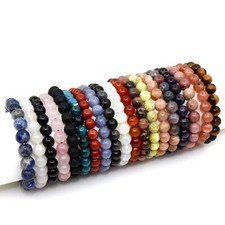Handmade 8mm Mixed Natural Gemstone Round Beads Stretchy Bracelet Reiki Chakra
