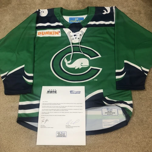 Game Worn Emma Vlasic Connecticut Whale NWHL PHF Hockey Jersey Used Green M