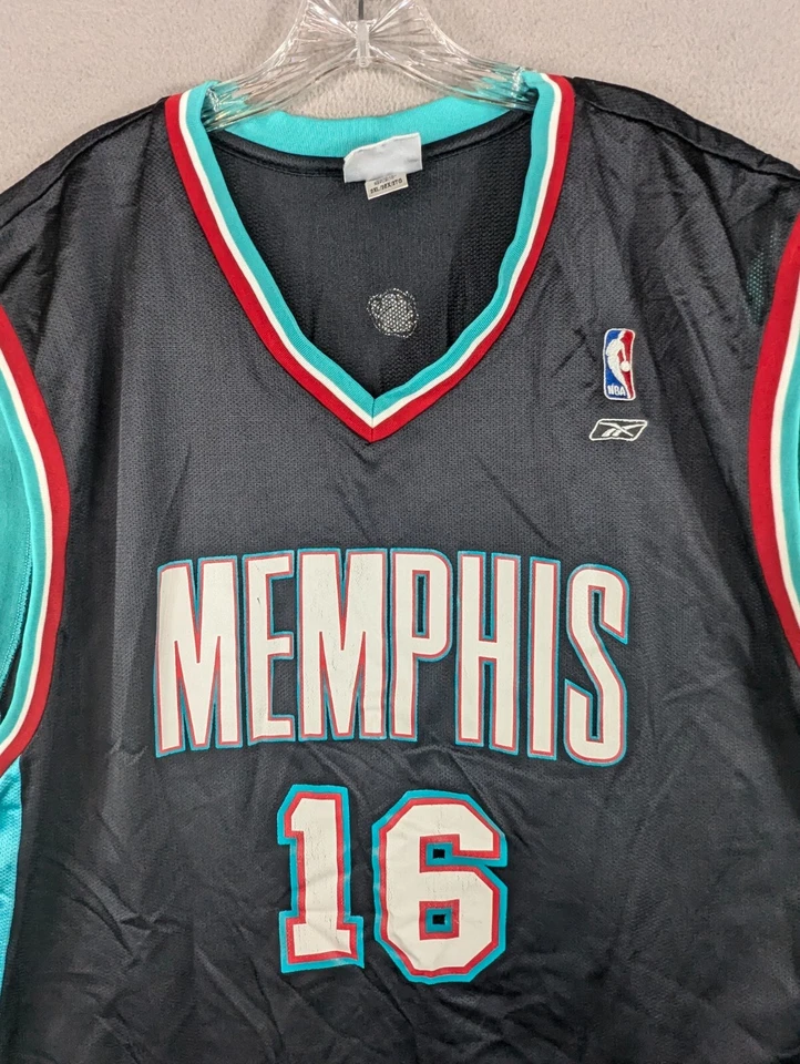 Vtg Reebok Memphis Grizzlies Jersey PAU GASOL #16 Black Throwback Mens 2XL XXL - Image 3 of 4