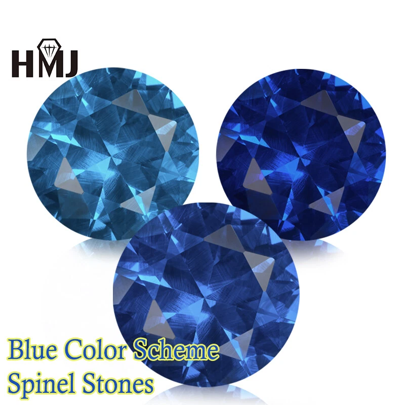 2pcs 3-15mm Blue Spinel Round Loose Gemstone Natural Flawless Certified Jewelry - Image 2 of 4