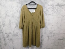 Anthropologie Dress Women Large Green Sweater Knit RO&DE Moss Cottage 3/4 Sleeve