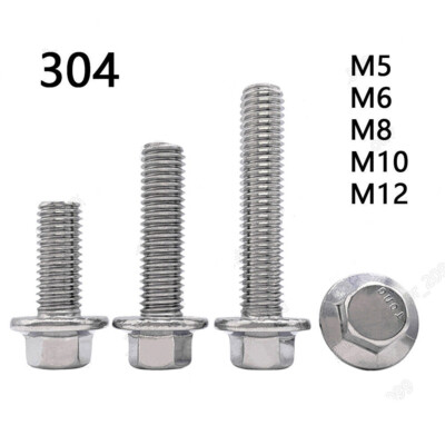 #ad M5 M6 M8 M10 M12 304 Stainless Steel Hexagon Flange Bolts Hex Flange Head Screws $52.66